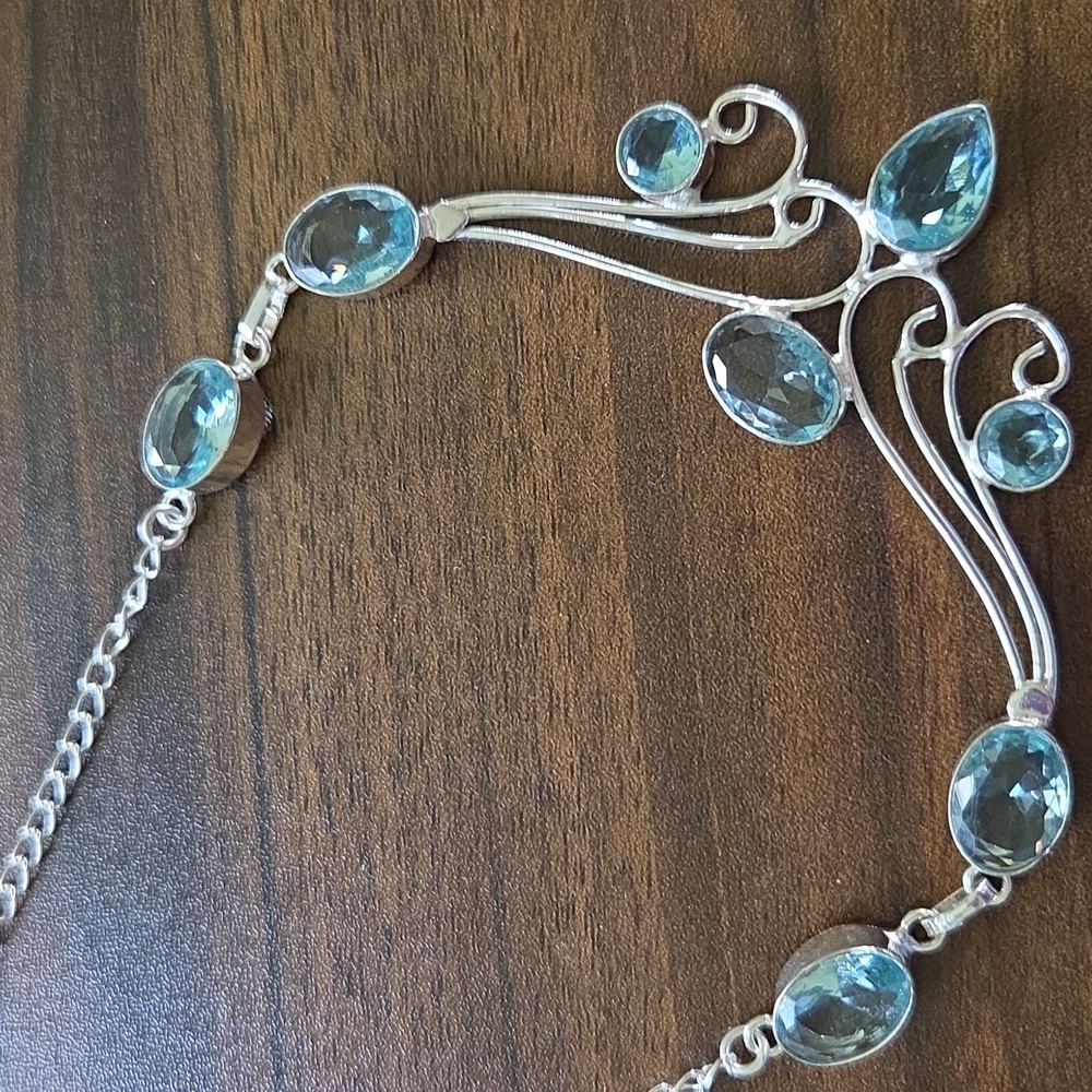 Sterling  Silver and Blue Topaz Necklace